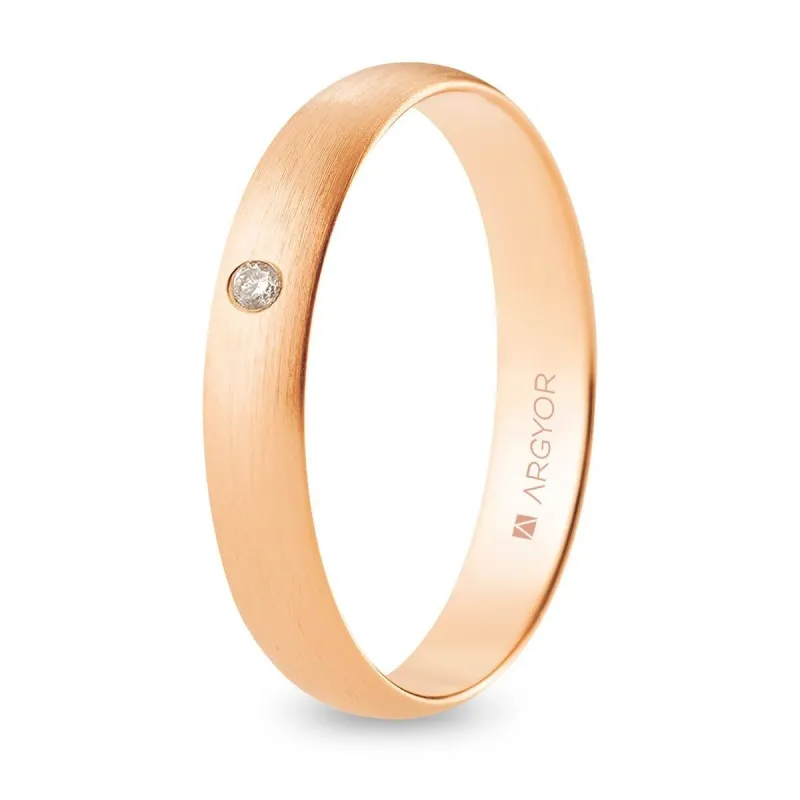 Alianza "Argyor" Diamante/Satinada Oro 18k 4mm (R40CS1D)