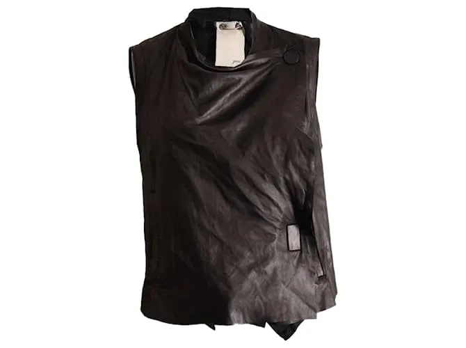 Autre Marque gris, top asimétrico de cuero negro en talla M. 