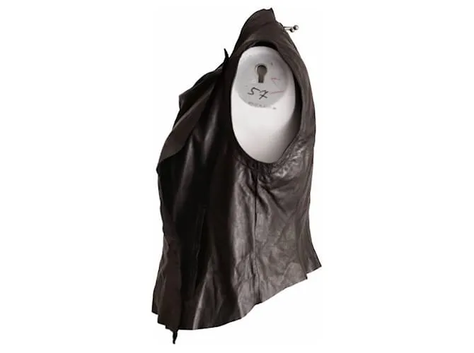 Autre Marque gris, top asimétrico de cuero negro en talla M. 