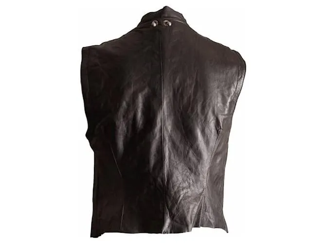 Autre Marque gris, top asimétrico de cuero negro en talla M. 