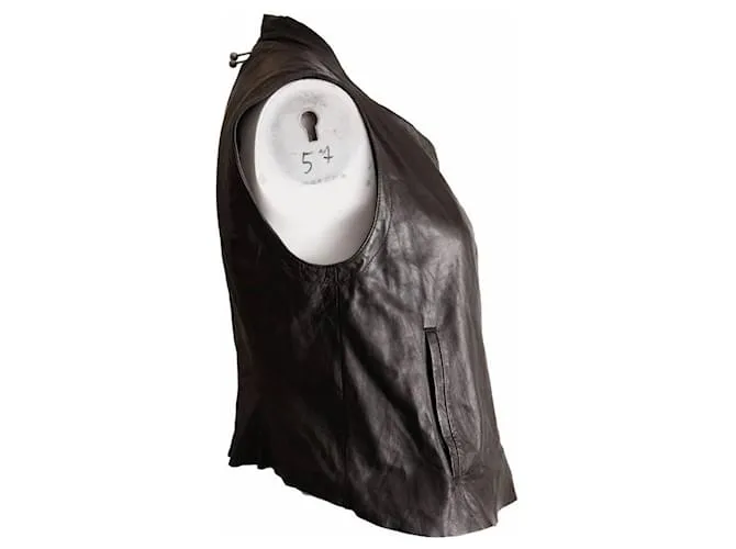 Autre Marque gris, top asimétrico de cuero negro en talla M. 