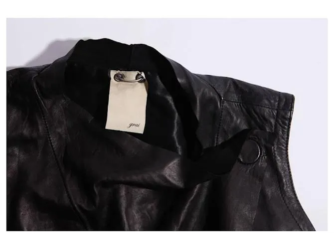 Autre Marque gris, top asimétrico de cuero negro en talla M. 