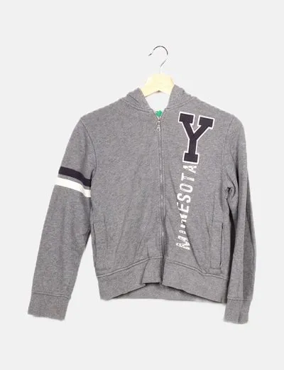 Benetton Chaqueta gris estampada