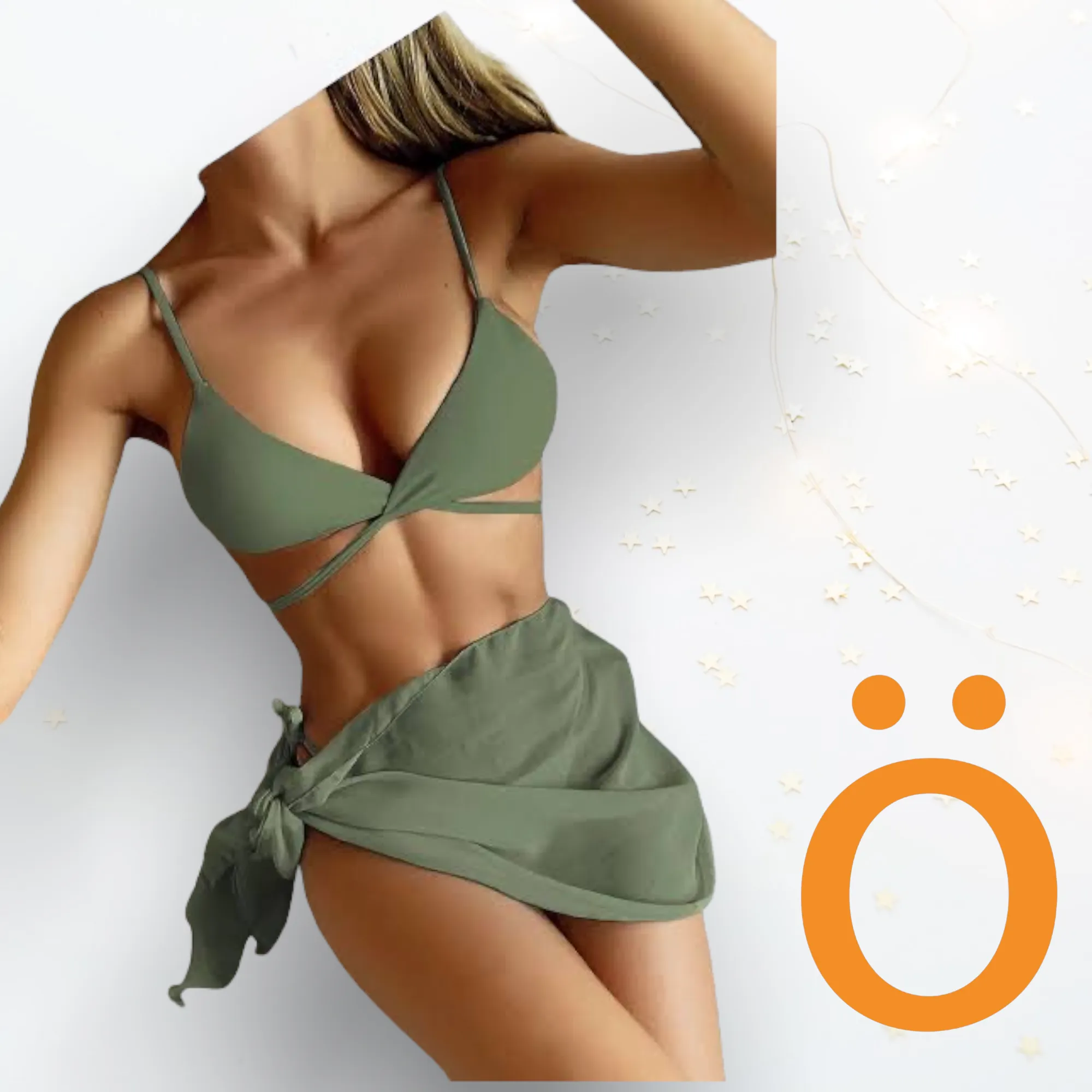 Bikini con pareo verde