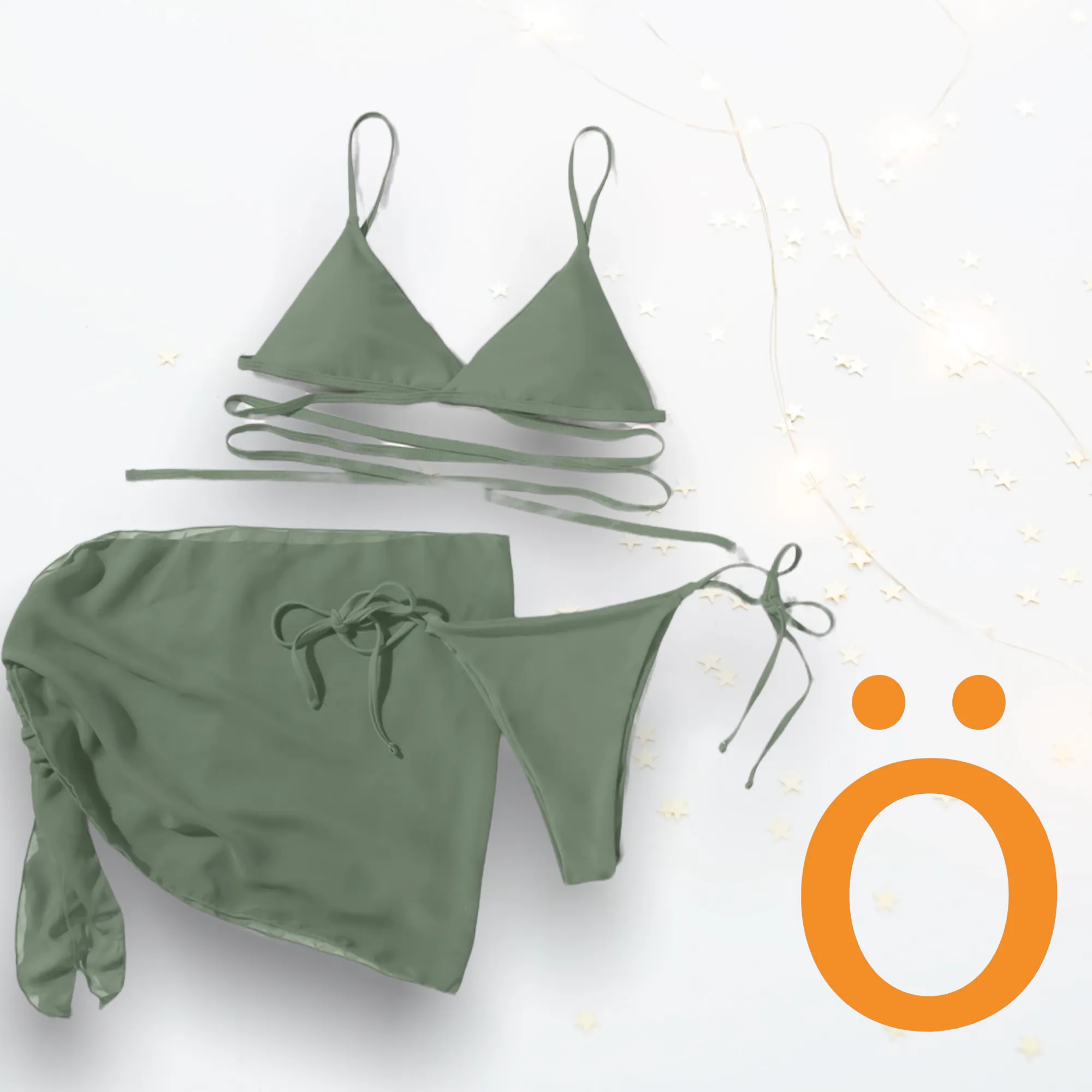 Bikini con pareo verde