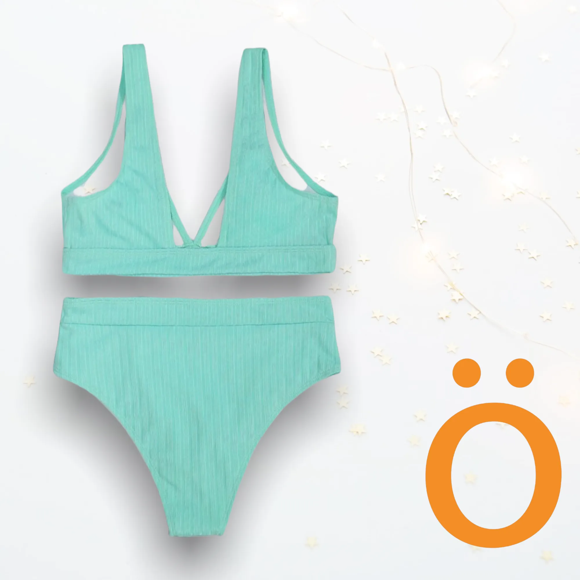 Bikini rayas verde agua