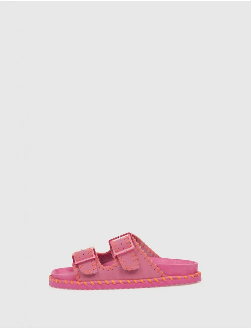 Bio Colors Of California Leather Sandal With Stiching Fuxia