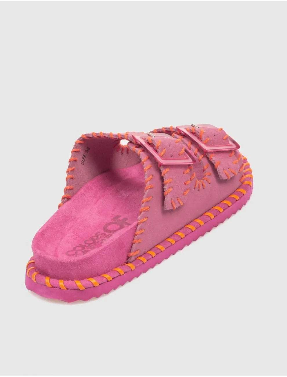 Bio Colors Of California Leather Sandal With Stiching Fuxia