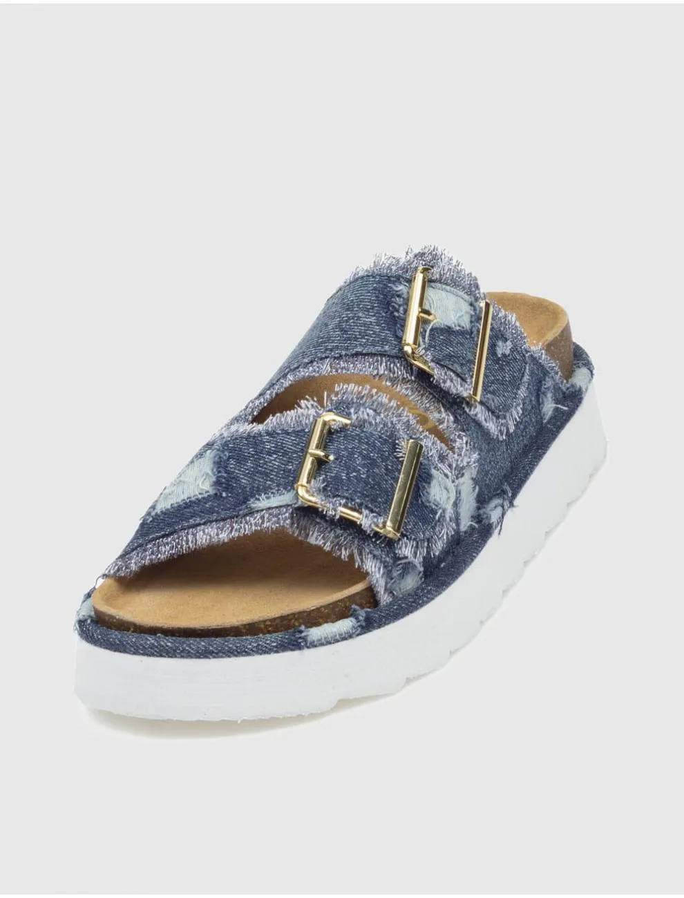 Bio Colors Of California Platform Denim Sandal Marino