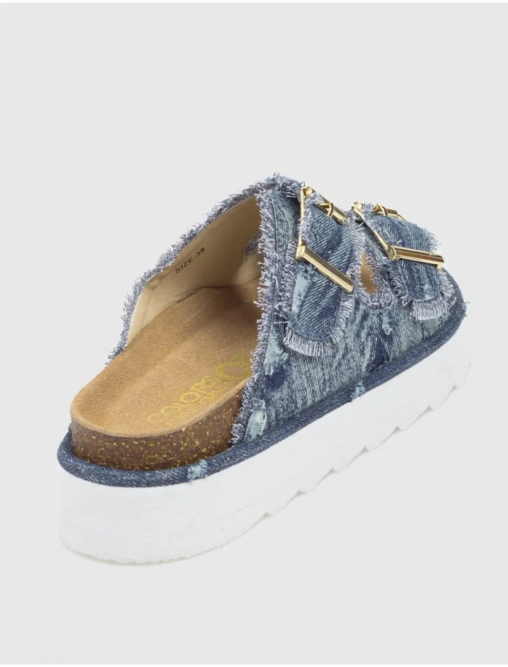 Bio Colors Of California Platform Denim Sandal Marino