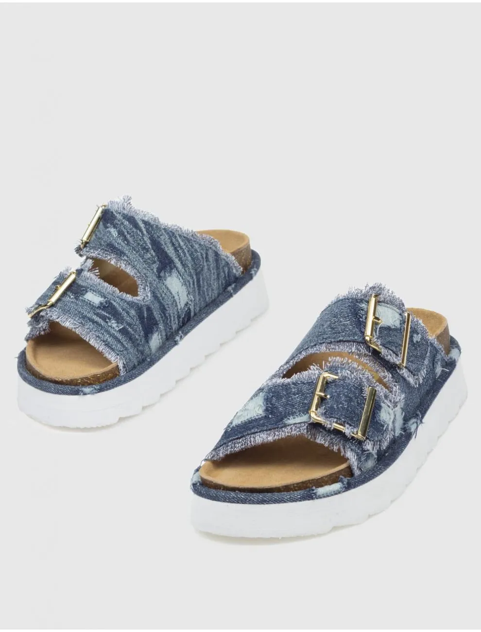 Bio Colors Of California Platform Denim Sandal Marino