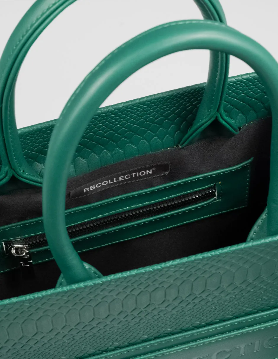 BOLSA SATCHEL EN PIEL VEGANA  VERDE