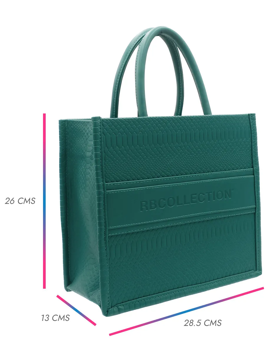 BOLSA SATCHEL EN PIEL VEGANA  VERDE