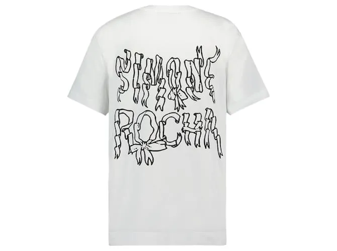 CAMISETA DE MANGA CORTA CON CINTA  SIMONE ROCHA  ALGODóN  BLANCO 