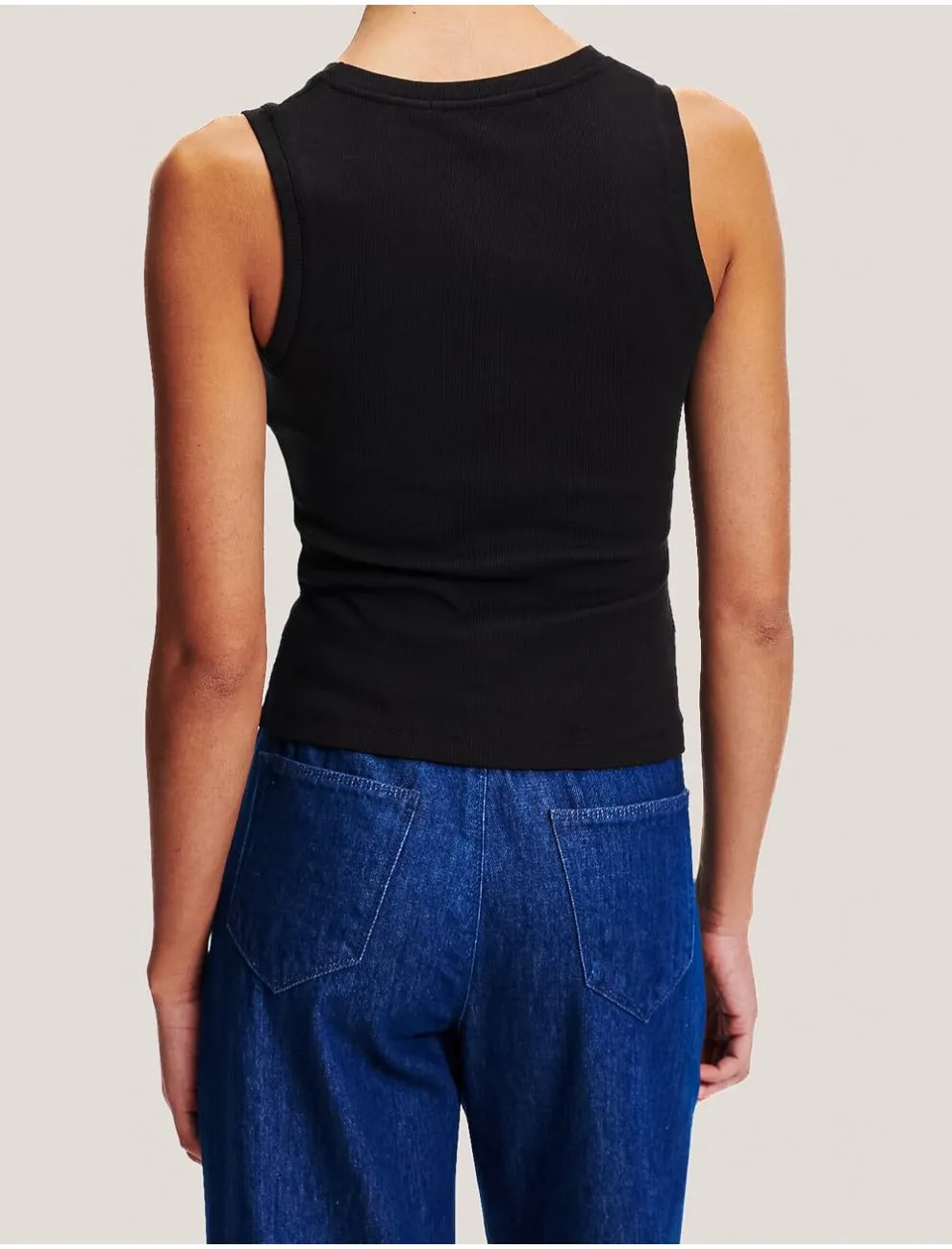 Camiseta Karl Lagerfed Logo Rib Tank Top Negro