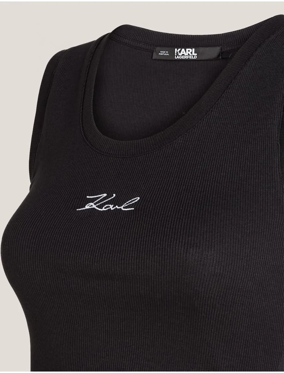 Camiseta Karl Lagerfed Logo Rib Tank Top Negro