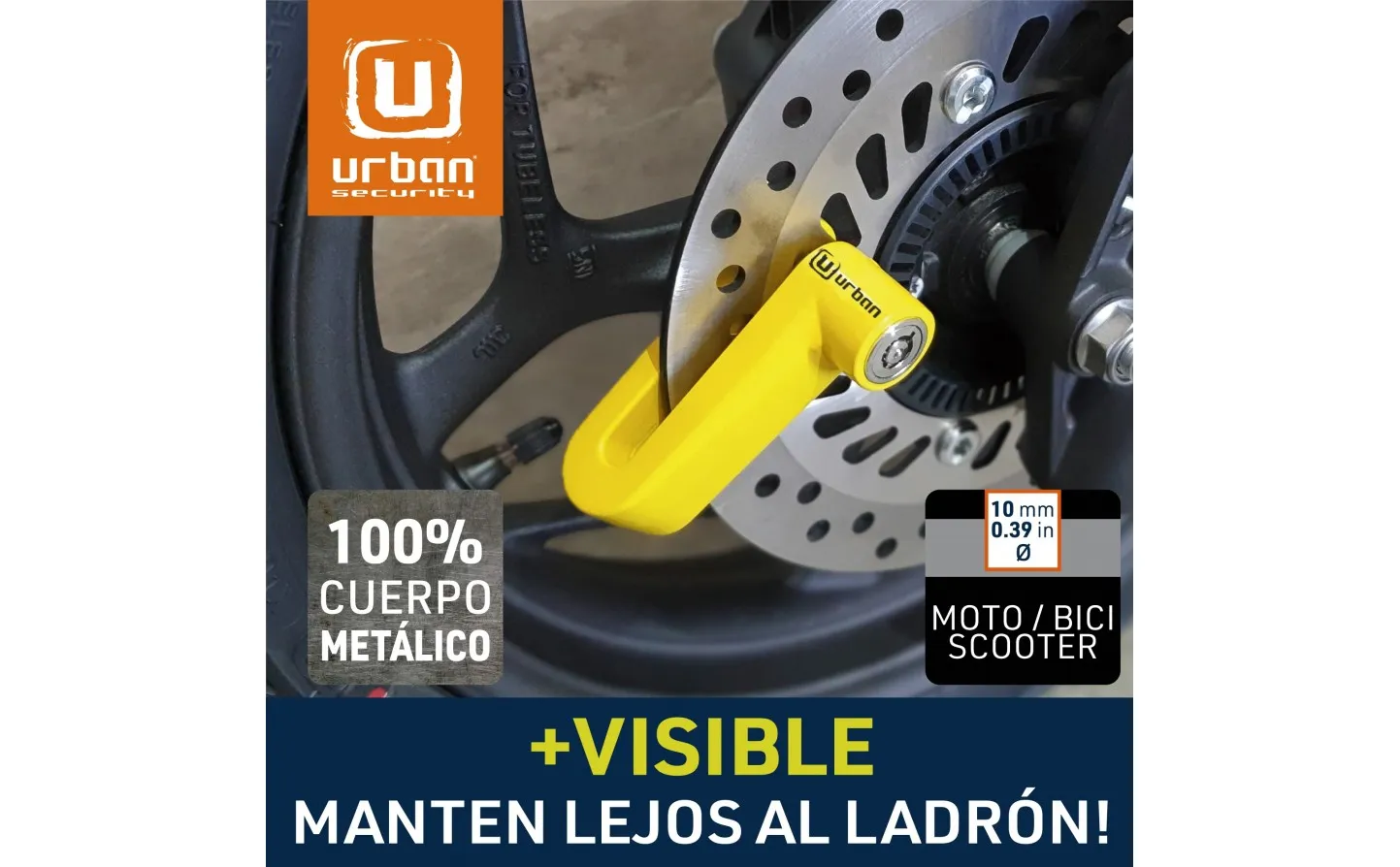 Candado Moto Maxton Disc Practic Moto ø10 + Mochila |922A|