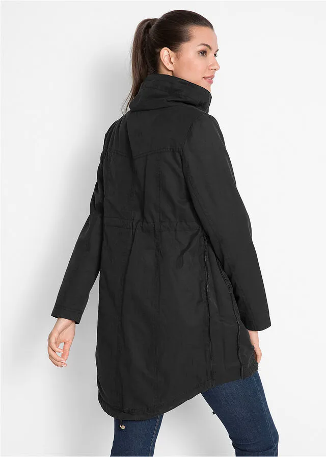 Chaqueta de porteo/chaqueta premamá con forro de punto Negro