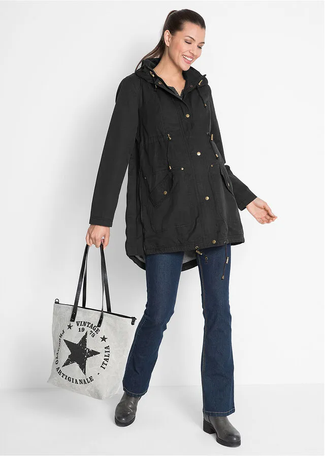 Chaqueta de porteo/chaqueta premamá con forro de punto Negro