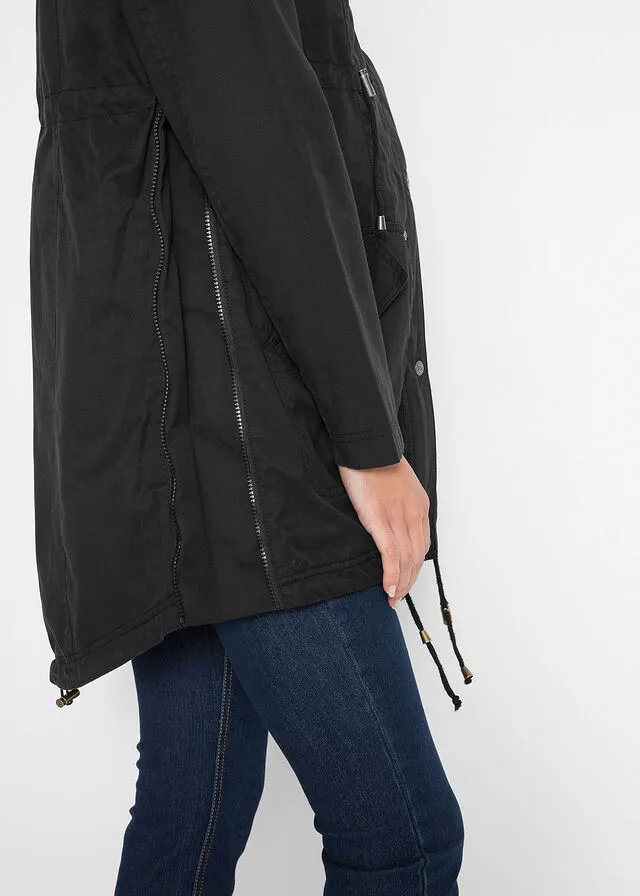 Chaqueta de porteo/chaqueta premamá con forro de punto Negro