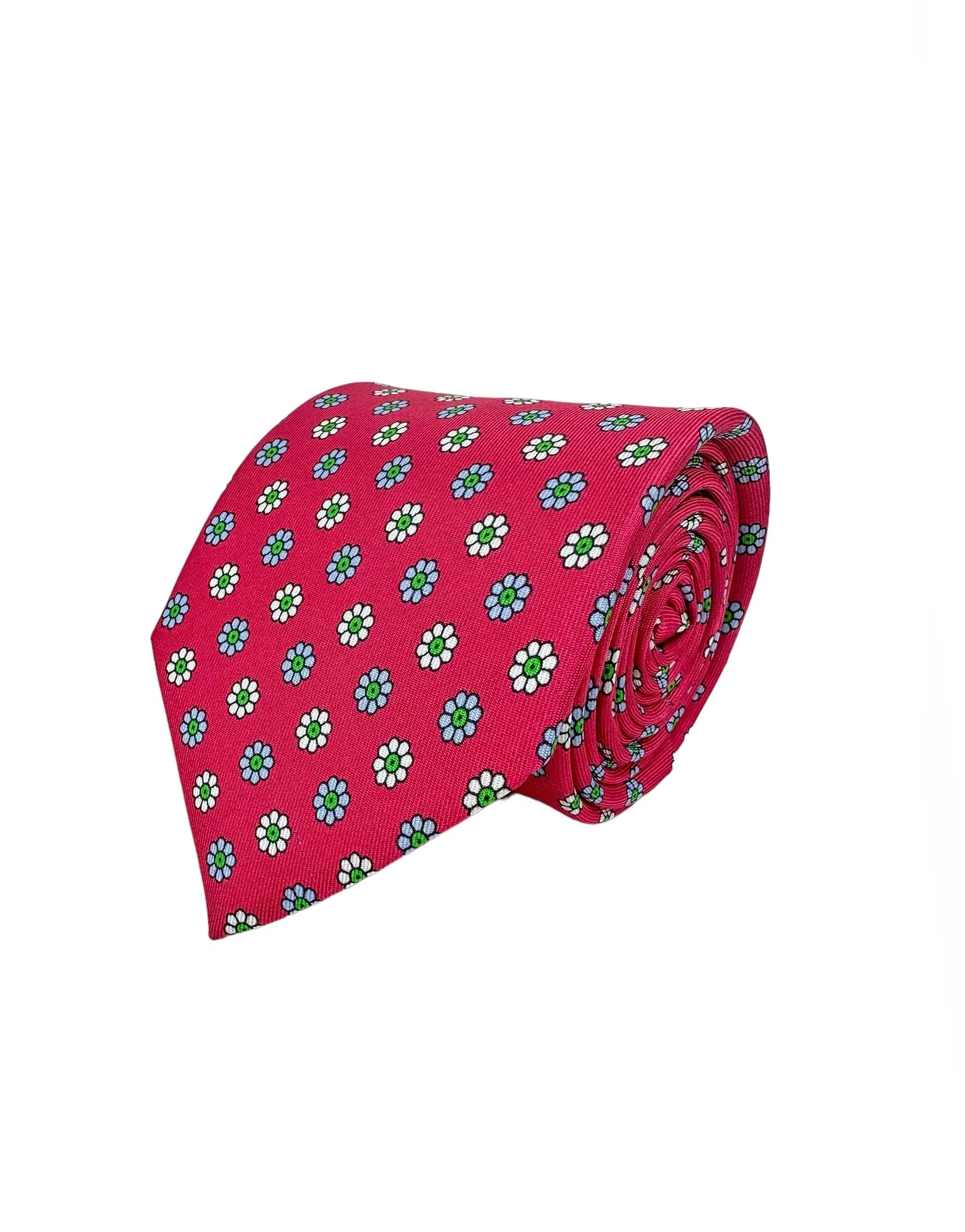 Corbata Estampada Twill Coral Margaritas