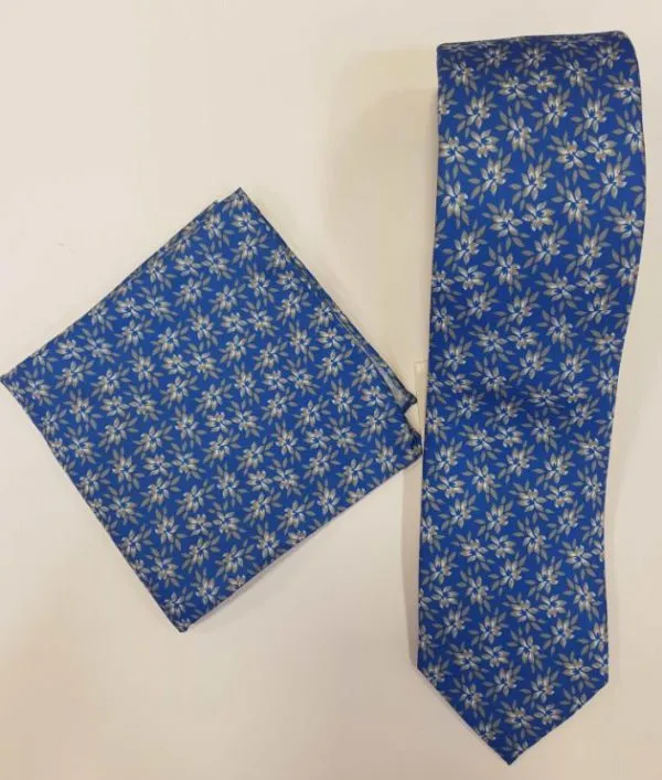 CORBATAS CON PAÑUELO DE GISBI C1215 AZUL Y GRIS