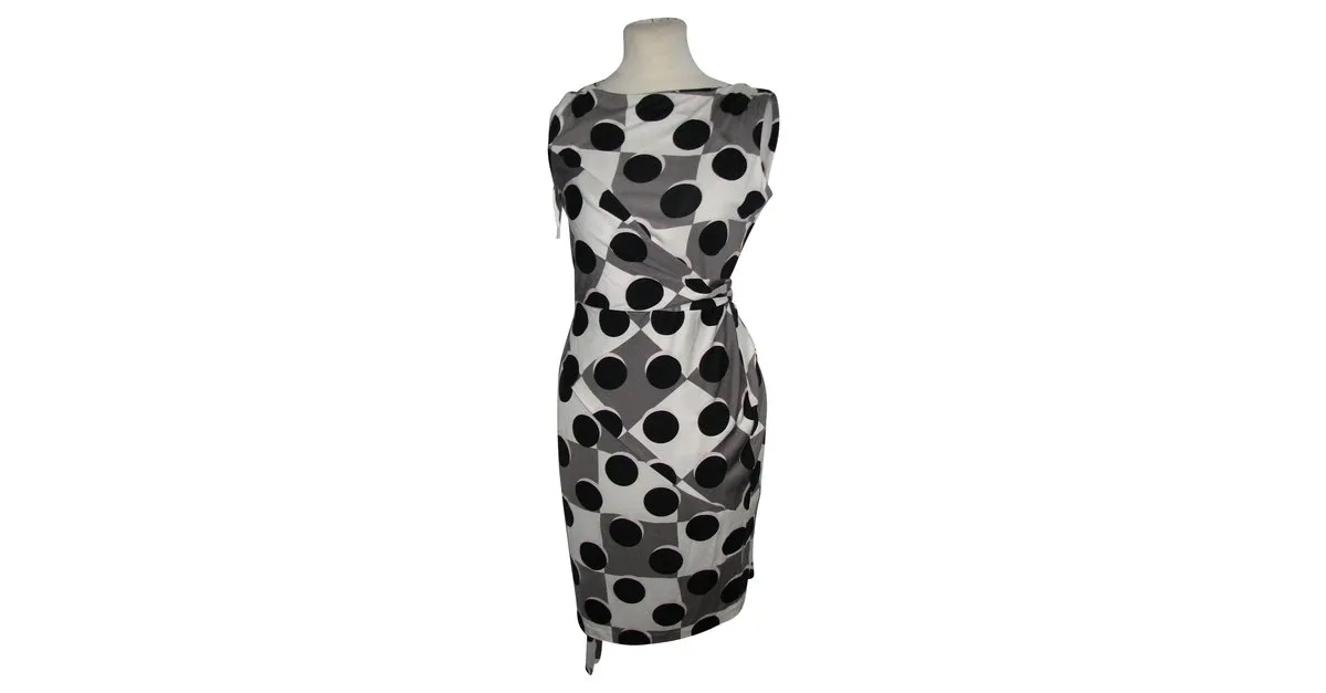 Diane Von Furstenberg Vestido de seda shina Negro Blanco Gris 