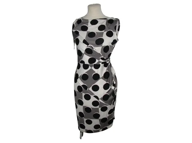 Diane Von Furstenberg Vestido de seda shina Negro Blanco Gris 