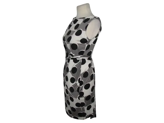 Diane Von Furstenberg Vestido de seda shina Negro Blanco Gris 