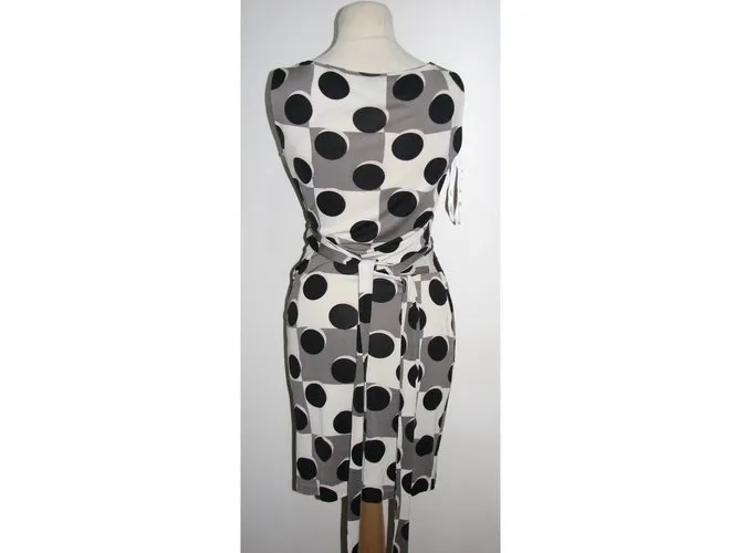 Diane Von Furstenberg Vestido de seda shina Negro Blanco Gris 