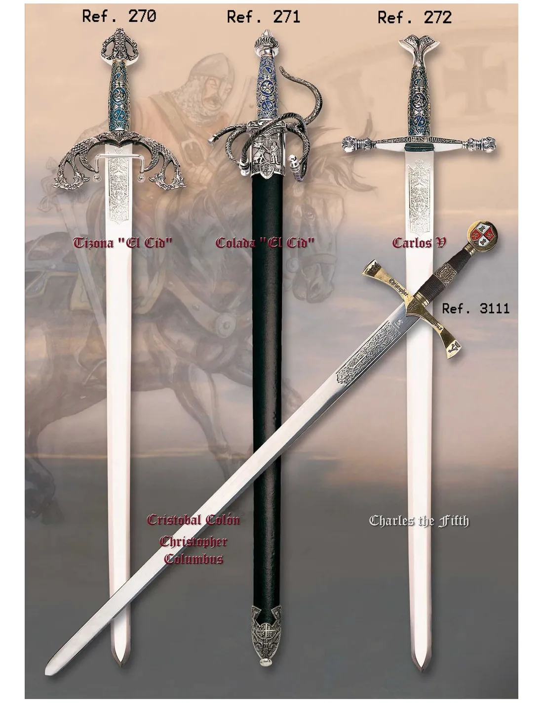Espada Tizona Cid con puño cincelado