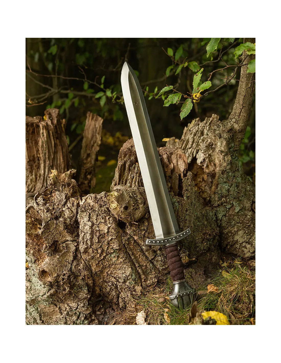 Espada vikinga corta LARP modelo Fidas, acabado acero