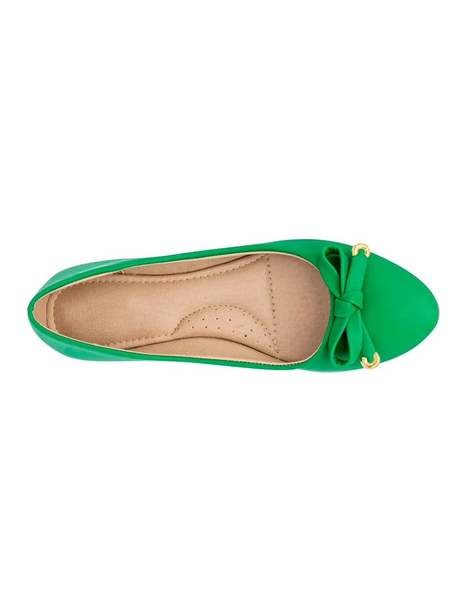 Flats clásicas Exterior Sintético Color Verde Para Mujer De RBCOLLECTION