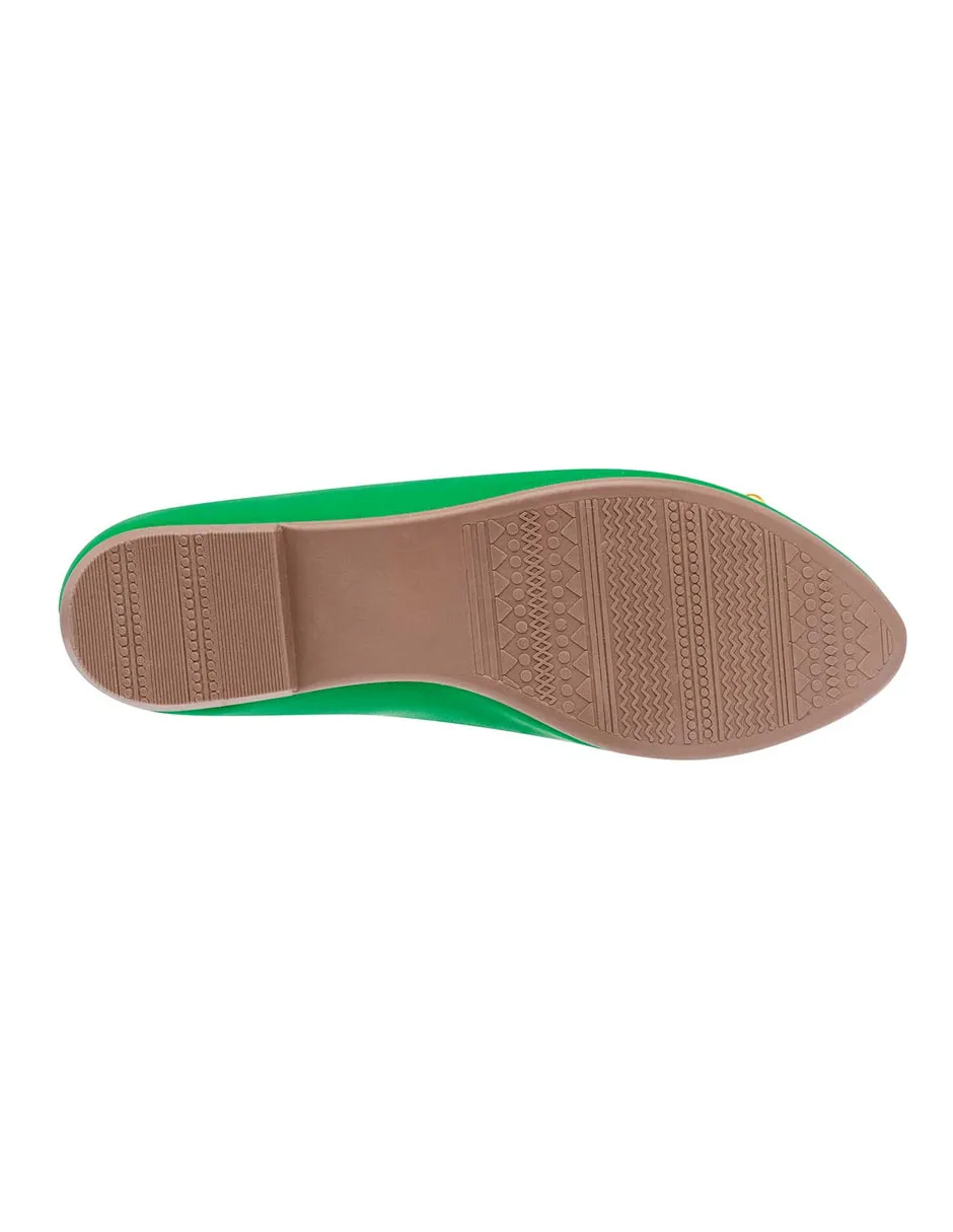 Flats clásicas Exterior Sintético Color Verde Para Mujer De RBCOLLECTION