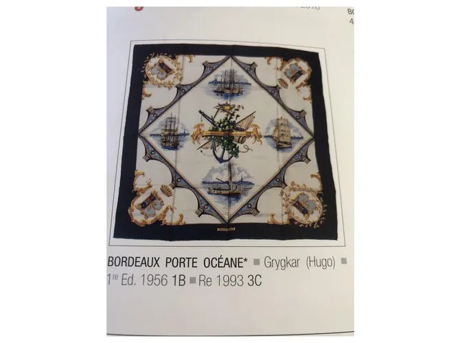 Hermès Burdeos Portes Océane Blanco roto Marrón oscuro Azul marino 