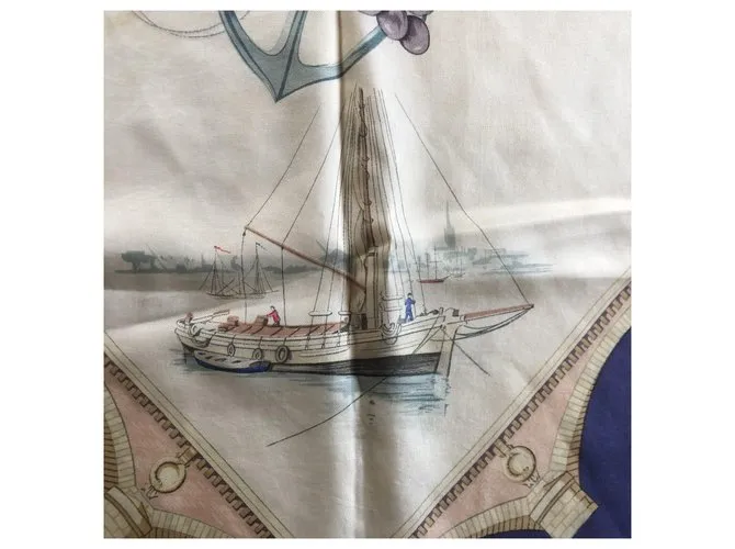 Hermès Burdeos Portes Océane Blanco roto Marrón oscuro Azul marino 
