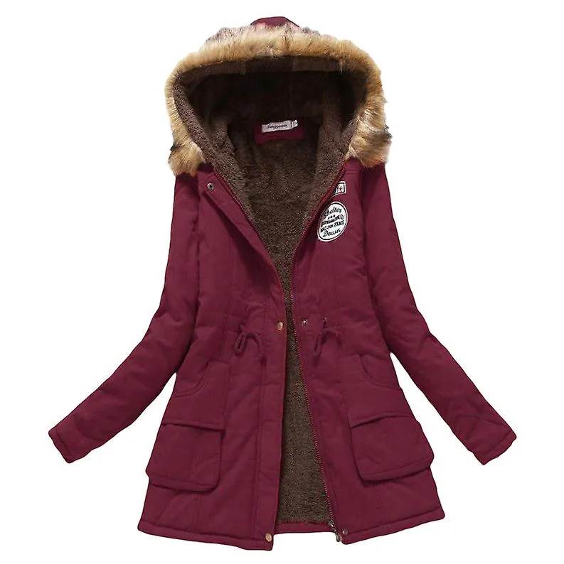 Invierno Nuevo abrigo de algodón coreano de longitud media Cuello de piel grande para mujer Abrigo de lana de cordero más abrigo
