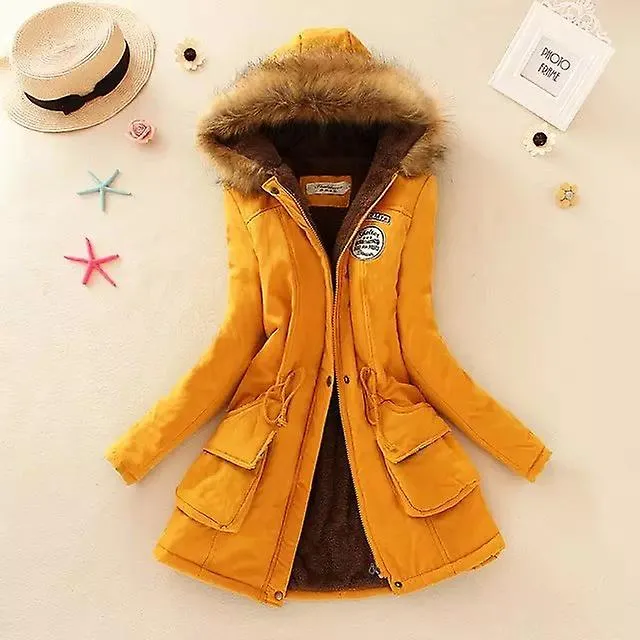 Invierno Nuevo abrigo de algodón coreano de longitud media Cuello de piel grande para mujer Abrigo de lana de cordero más abrigo