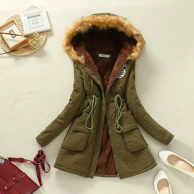Invierno Nuevo abrigo de algodón coreano de longitud media Cuello de piel grande para mujer Abrigo de lana de cordero más abrigo