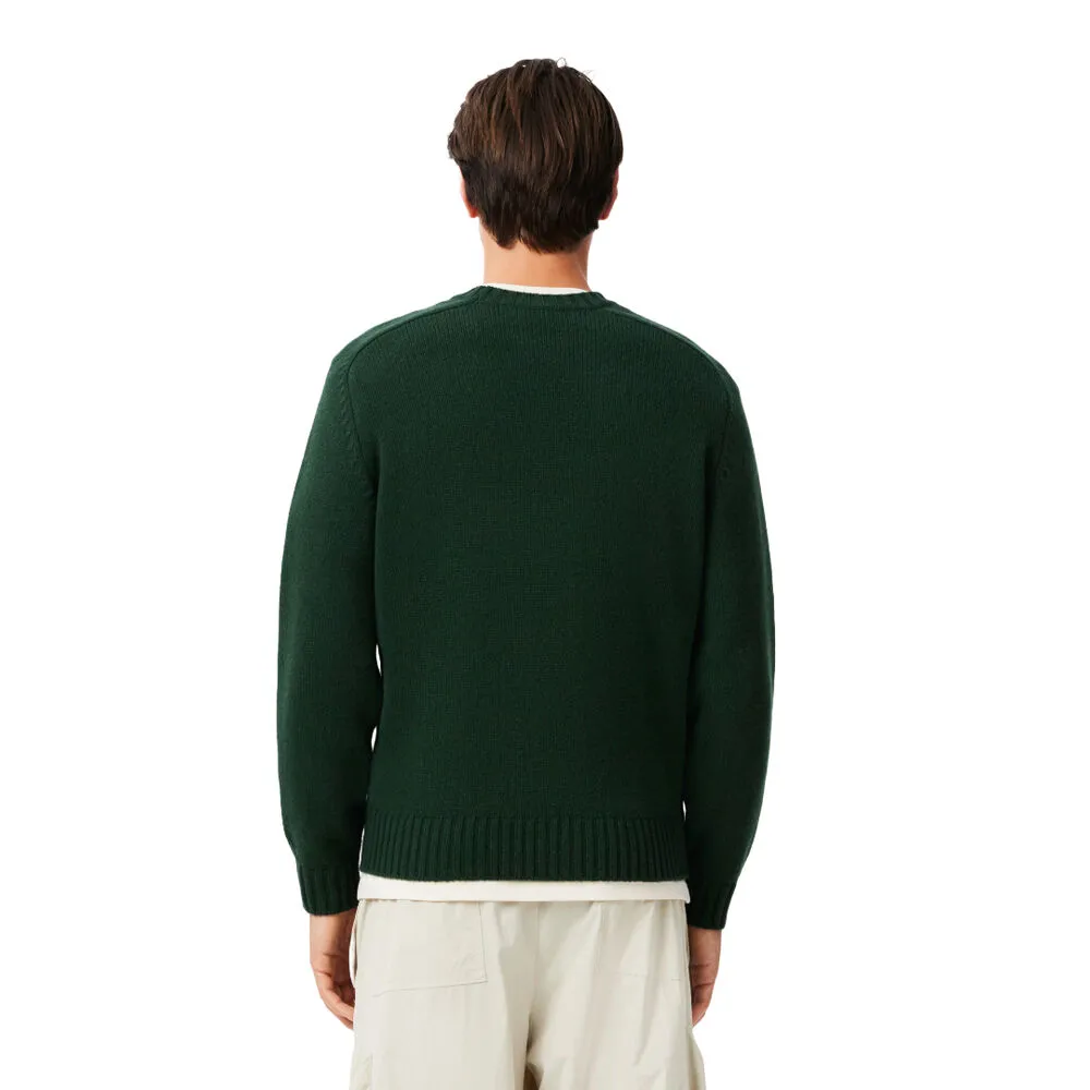 Jersey Verde Lacoste de Lana Cardada con Motivo de Cocodrilo Sinople S