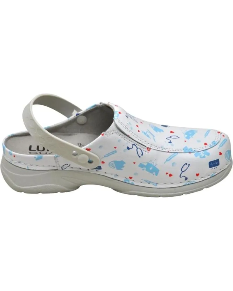 MOCASINES DE MUJER LUMEL  ZUECO SANITARIO PLANTILLA EXTRAIBLE MODELO 11019 WHITE MEDICINE 6900