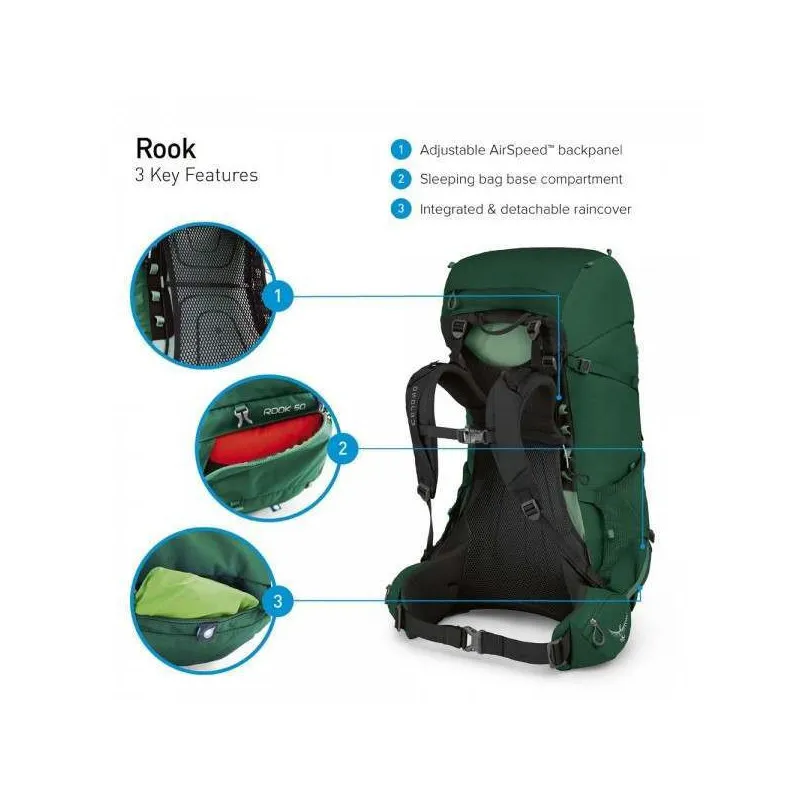 mochila senderismo Osprey Rook 65L (Mallard Green)