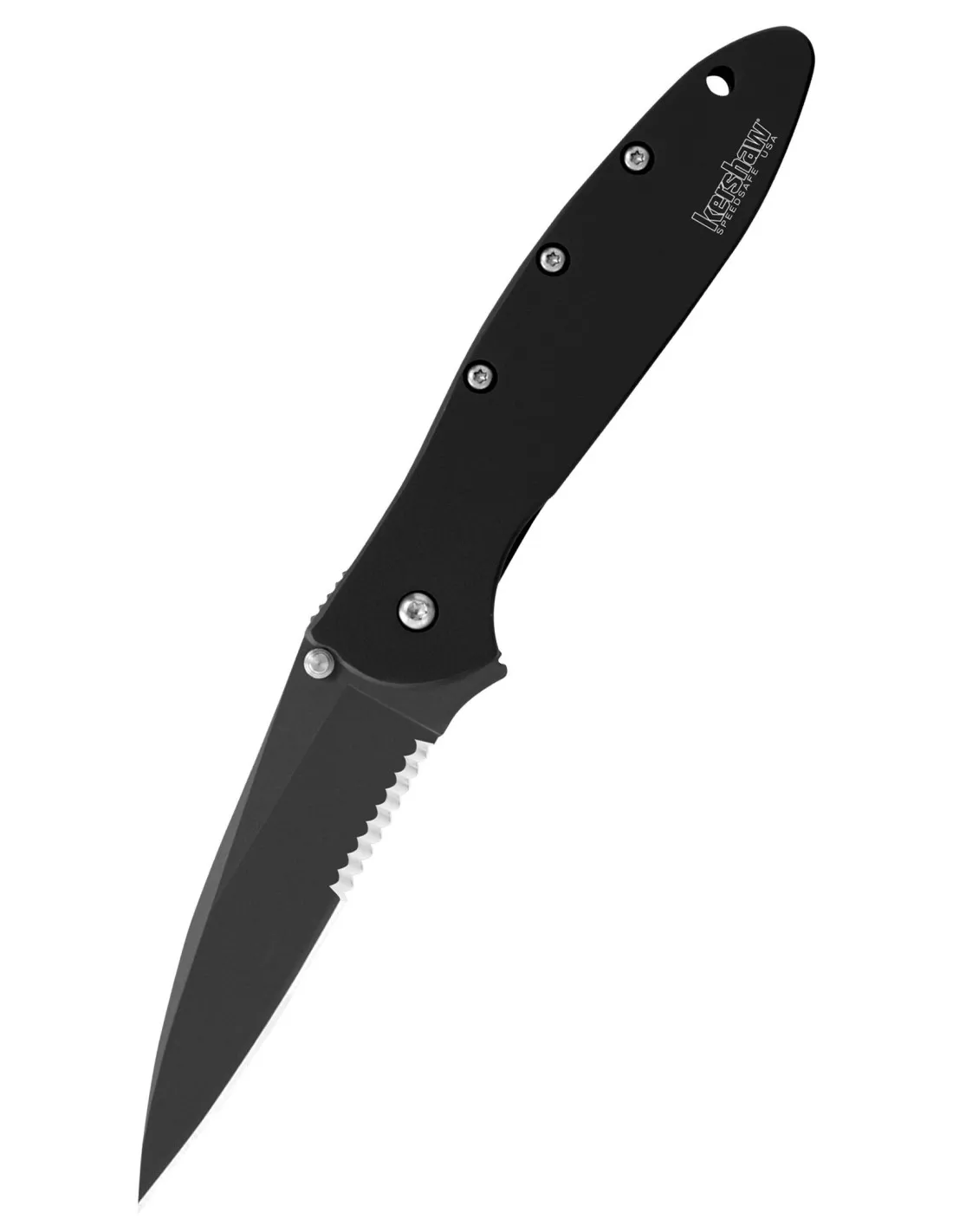 Navaja de bolsillo Kershaw Leek, negro con sierra