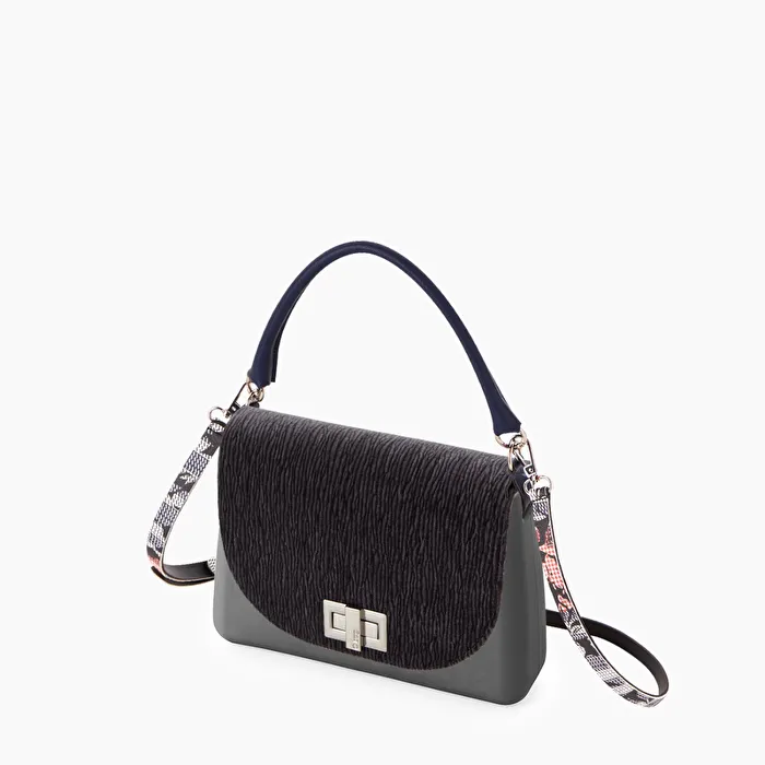 O bag glam grafito terciopelo plissé gris