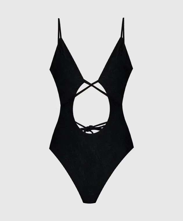 OFFWHITE BLACK SWIMSUIT WITH A PRINT