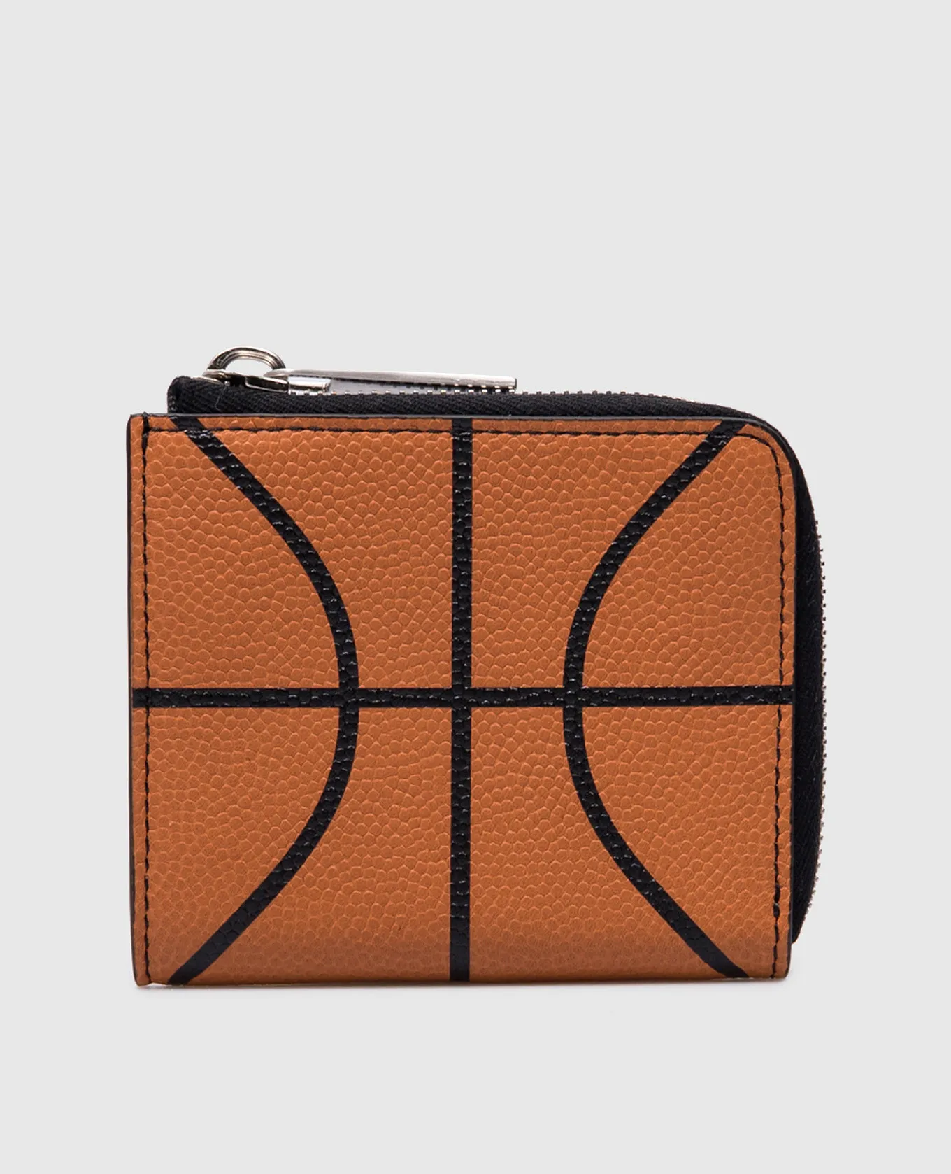 OFFWHITE ORANGE LEATHER WALLET IN BASKETBALL PRINT