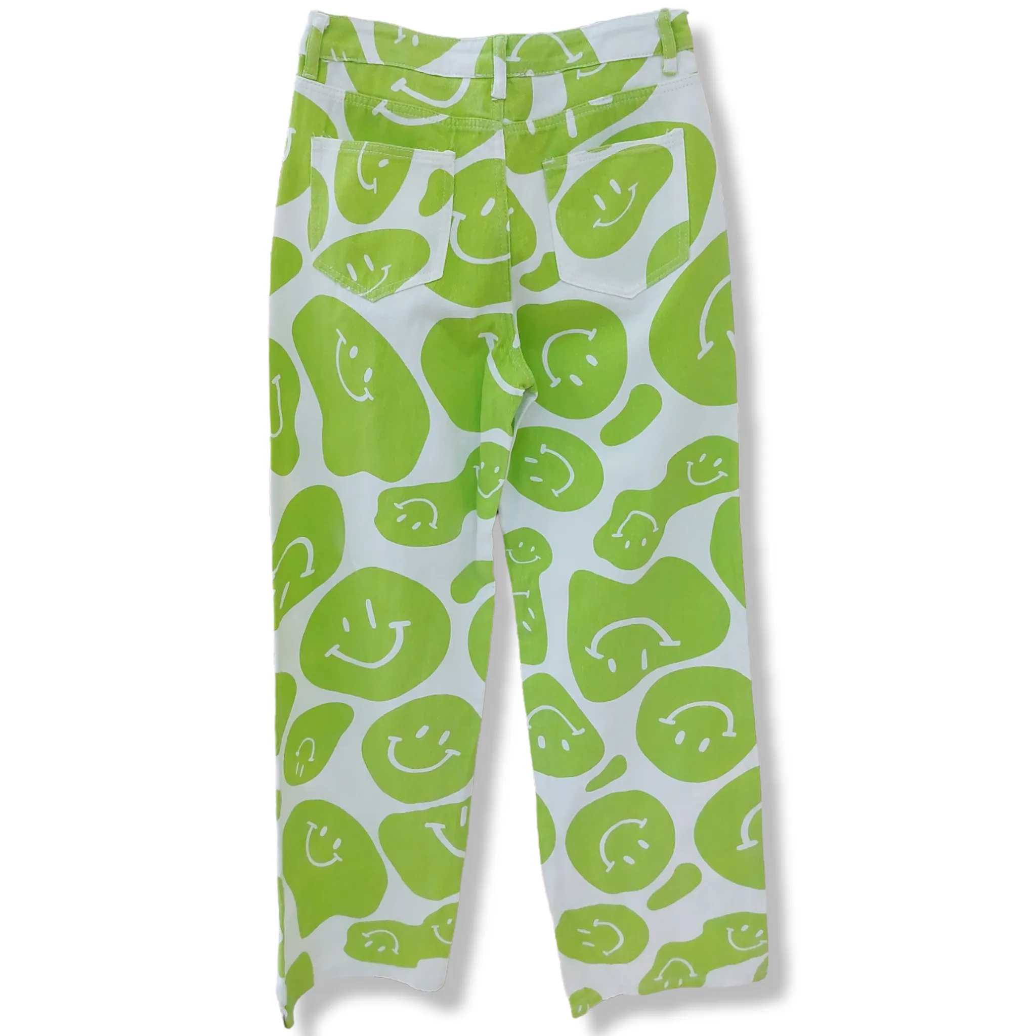 Pantalón con estampado de caritas verde Erivel