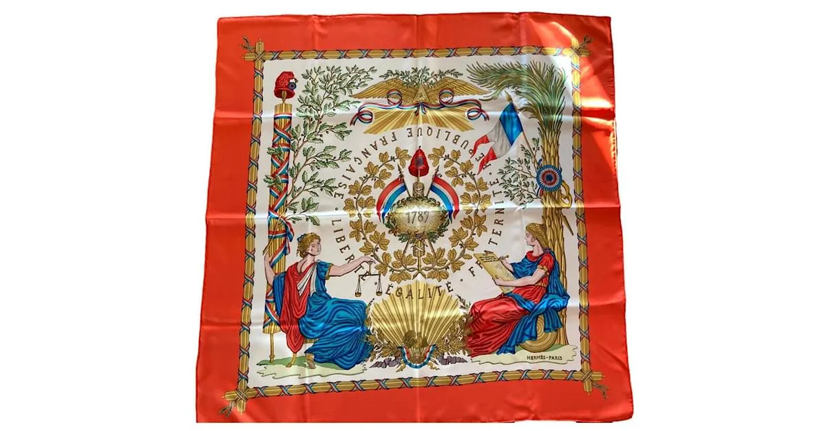 Plaza Hermès "Revolución Francesa" Blanco Roja Azul oscuro 