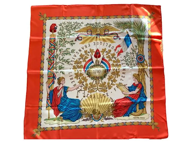 Plaza Hermès "Revolución Francesa" Blanco Roja Azul oscuro 