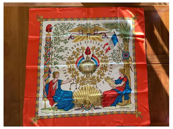 Plaza Hermès "Revolución Francesa" Blanco Roja Azul oscuro 